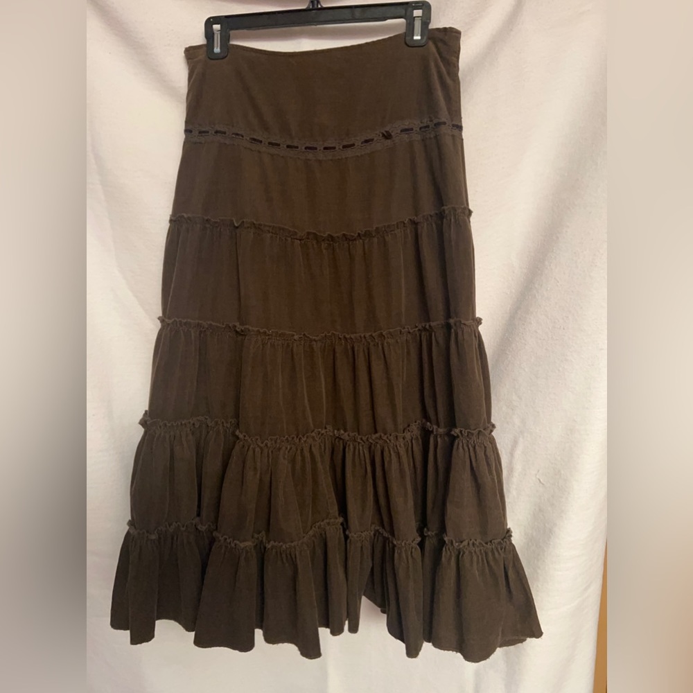Brown corduroy prairie type skirt, size Med